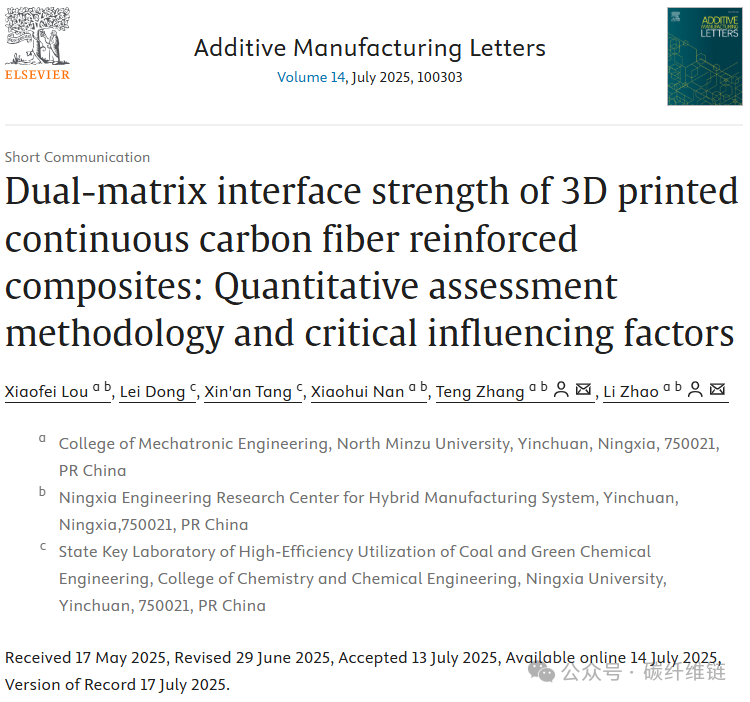 Dual-Matrix Interface Strength of 3D Printed Continuous Carbon Fiber Reinforced Composites: Quantitative Assessment Methodology and Critical Influencing Factors
