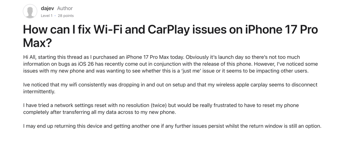 iPhone 17 Series N1 Chip Issues? Some Users Report Wi-Fi Disconnection Problems