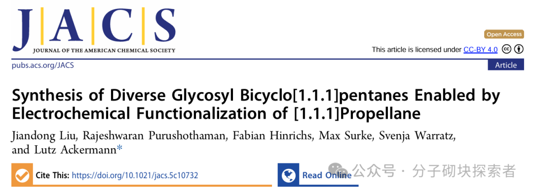Unlocking Chemical Space: Electrochemically Driven Synthesis of Glycosyl Bicyclo[1.1.1]pentane Frameworks
