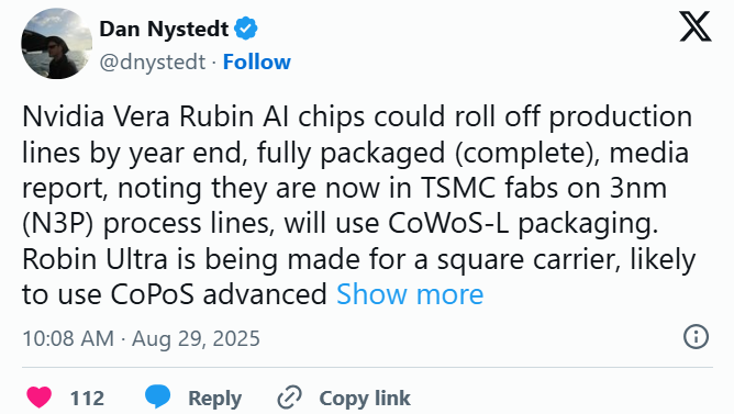 Analysts Claim Rubin Chip to Tape Out by Year-End, NVIDIA Achieves Unmatched Momentum