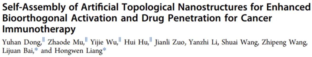 Self-Assembly of Artificial Topological Nanostructures for Enhanced Bioorthogonal Activation and Drug Penetration in Cancer Immunotherapy