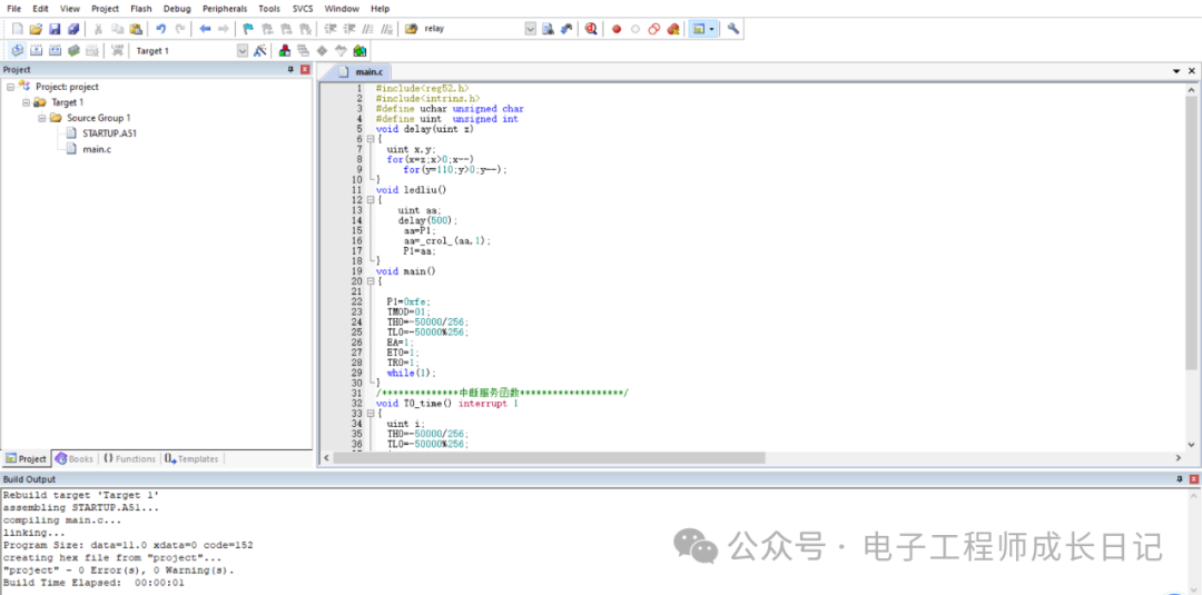 Design Sharing | 51 Microcontroller TIMER0 Control for Running Lights