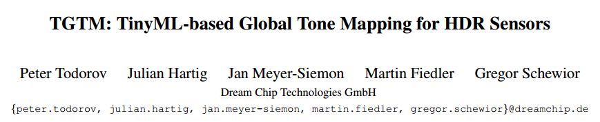 TGTM: TinyML-based Global Tone Mapping for HDR Sensors