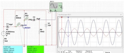 Measuring Parameters of a Capacitive Coupled Fixed Bias BJT Common Emitter Amplifier Circuit Using Multisim