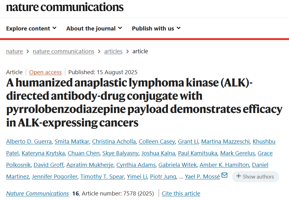 ALK-ADC Drug: Validation of Efficacy of ALK-Targeted Humanized Antibody-Drug Conjugate with Pyrrolobenzodiazepine Payload in ALK-Expressing Cancers