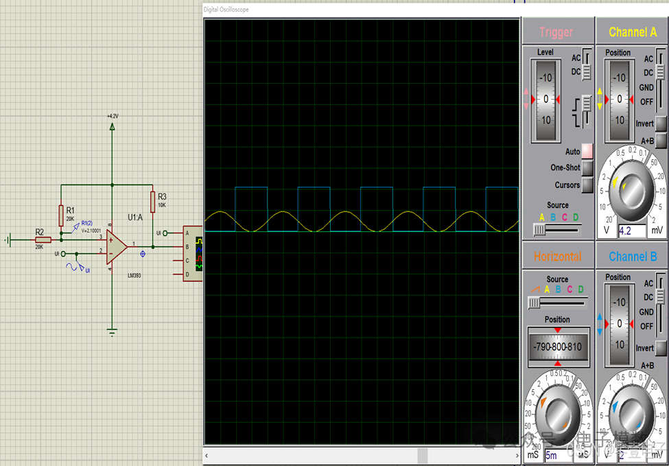 Proteus Simulation of Voltage Comparators