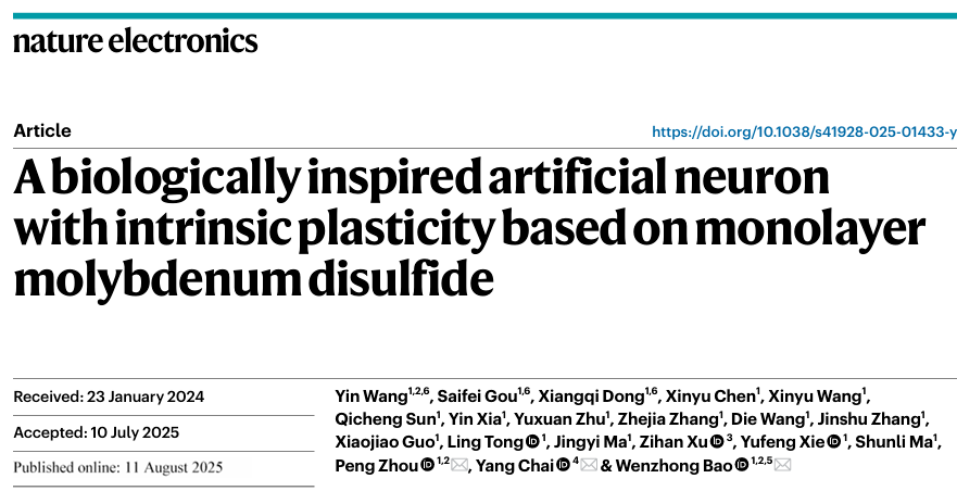 Breakthrough in Brain-like Visual Chips! Fudan Team Collaborates on Bio-inspired Neurons Based on 2D Semiconductor DRAM