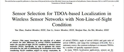 Sensor Selection for TDOA-based Localization in Non-Line-of-Sight Wireless Sensor Networks