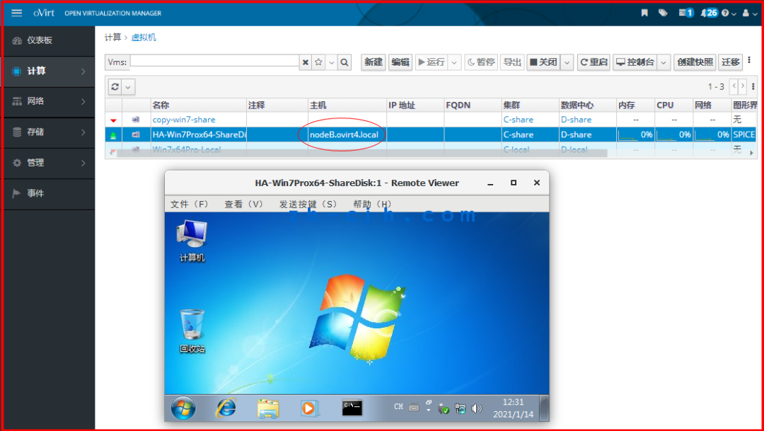 oVirt 4.4.3 Open Source Virtualization Platform: High Availability (Only Shared Storage Supports High Availability, Local Storage Does Not)