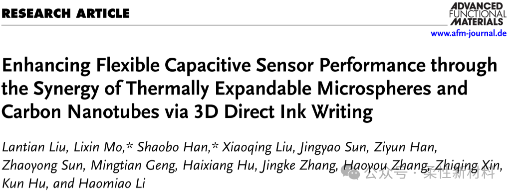 IF:18.5 AFM: A Flexible Capacitive Sensor Enhanced by the Synergy of Thermally Expandable Microspheres and Carbon Nanotubes