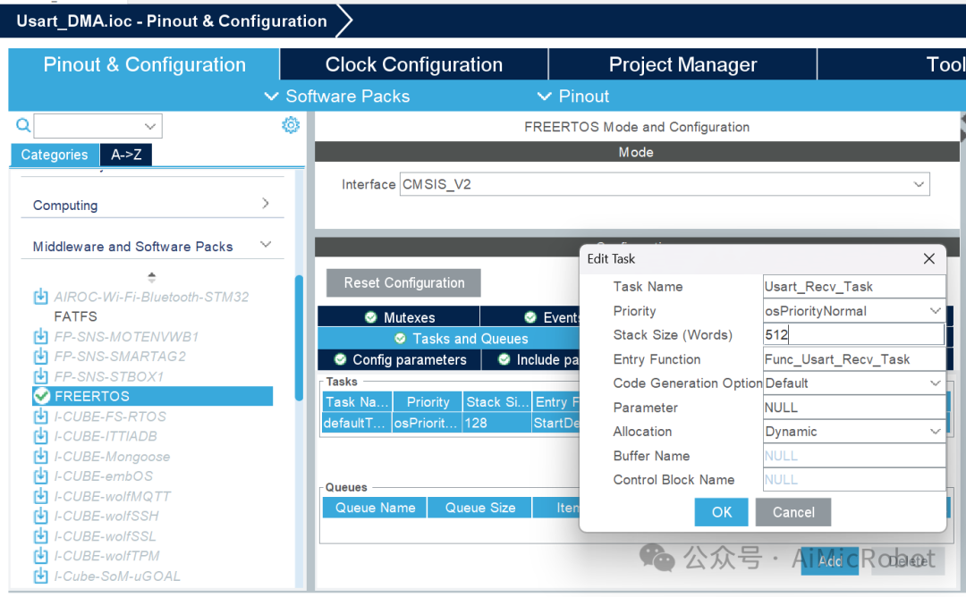 Using Semaphores in FreeRTOS for STM32F103 Serial Data Transmission