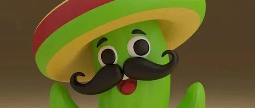 3D Printed Cactus Figurine - Character with a Sombrero and Mustache