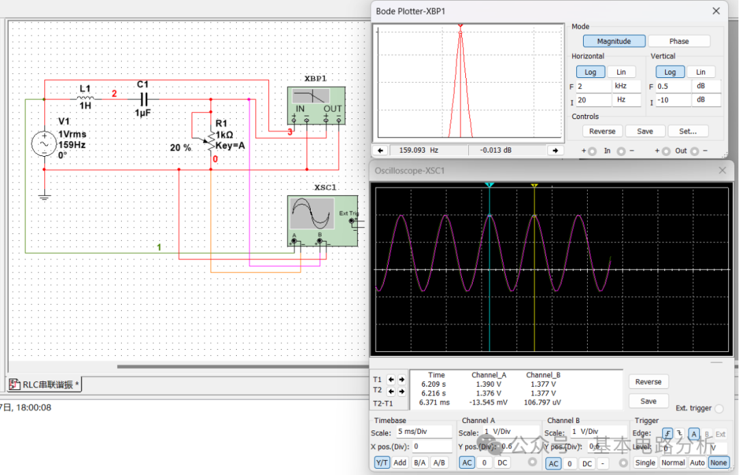 Simulating RLC Series Circuit Resonance with Multisim
