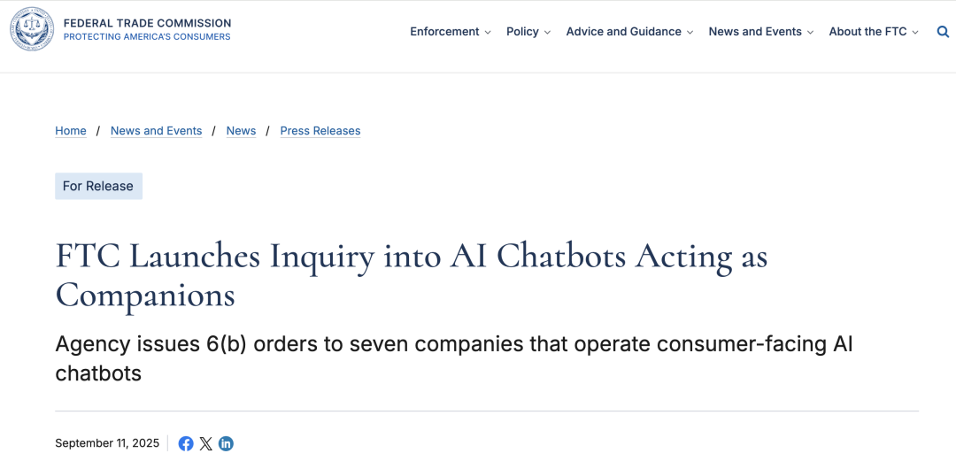 FTC Investigates Seven AI Chatbot Companies Amid Concerns Over Youth Risks