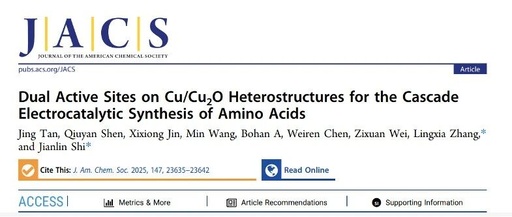 Dual Active Sites on Cu/Cu2O Heterostructures for the Cascade Electrocatalytic Synthesis of Amino Acids