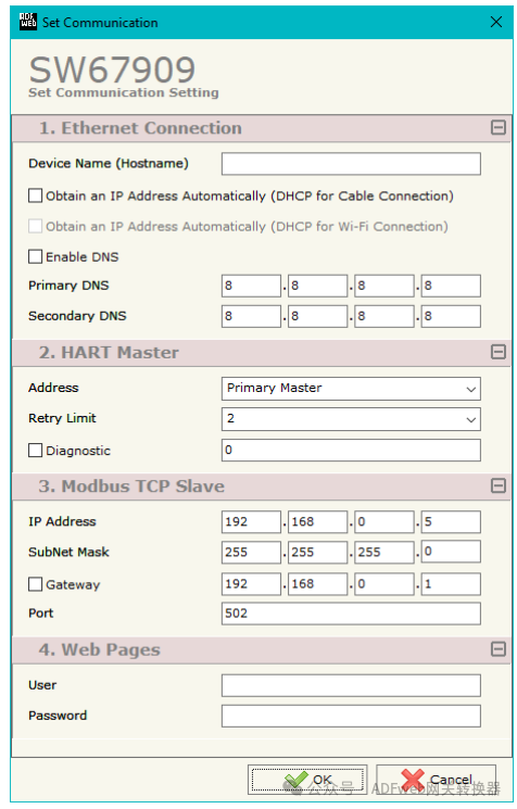 Modbus TCP to HART – ADFWEB Gateway Converter