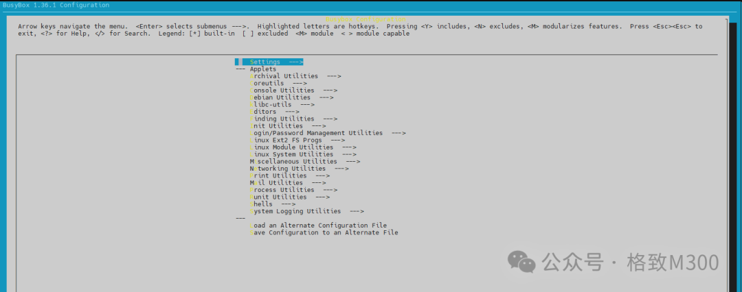 Method for Graphical Configuration of BusyBox on M300