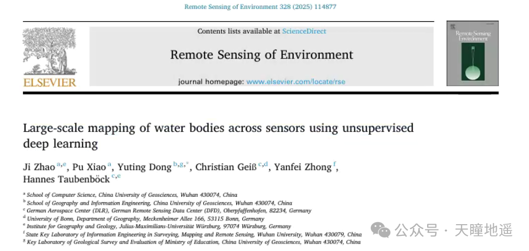 Unveiling Top Journals: Large-scale Mapping of Water Bodies Across Sensors Using Unsupervised Deep Learning