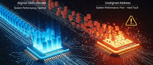 Impact and Efficiency Trade-offs of DMA Memory Address Alignment in ARM Cortex-M Cores
