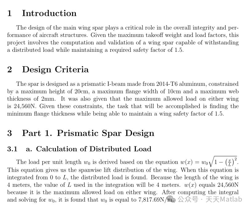 Analysis of Prism-Shaped Aircraft Wing Beams Based on MATLAB