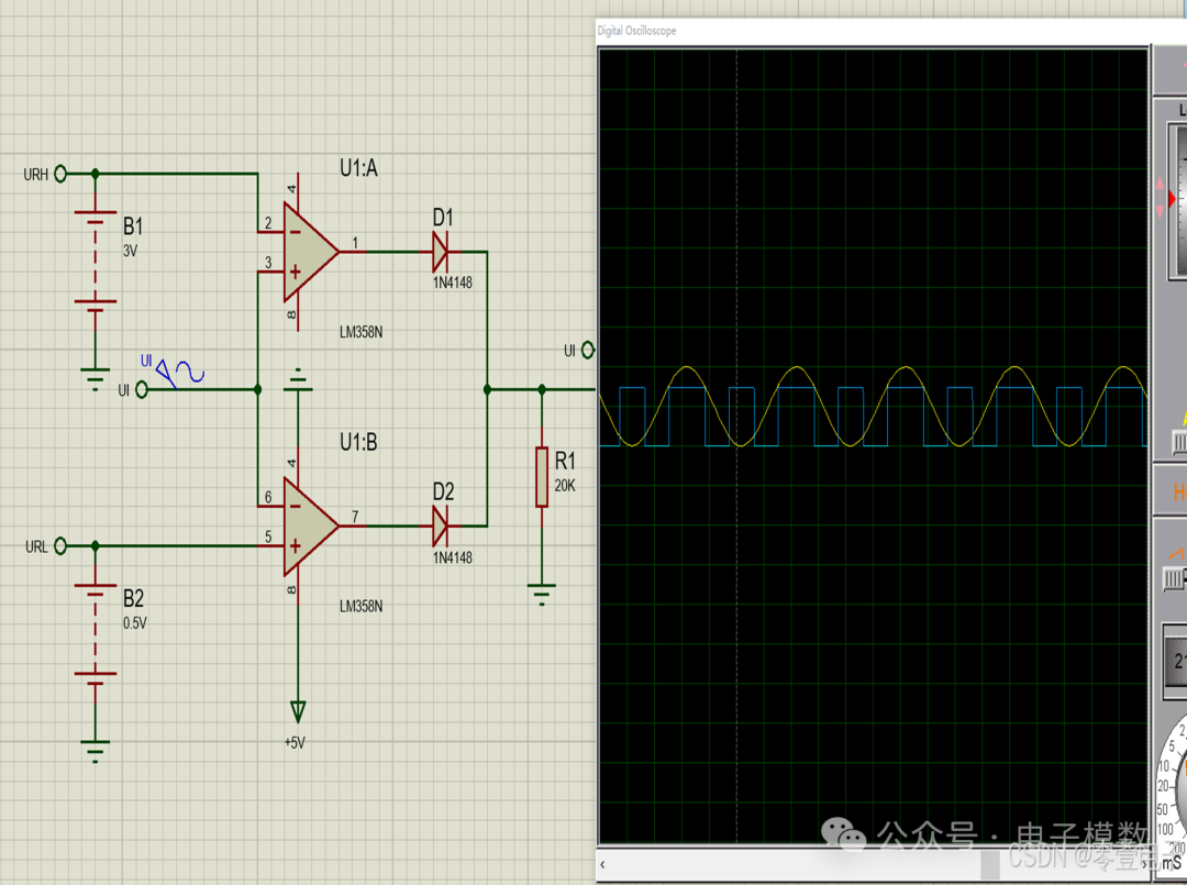 Proteus Simulation of Voltage Comparators