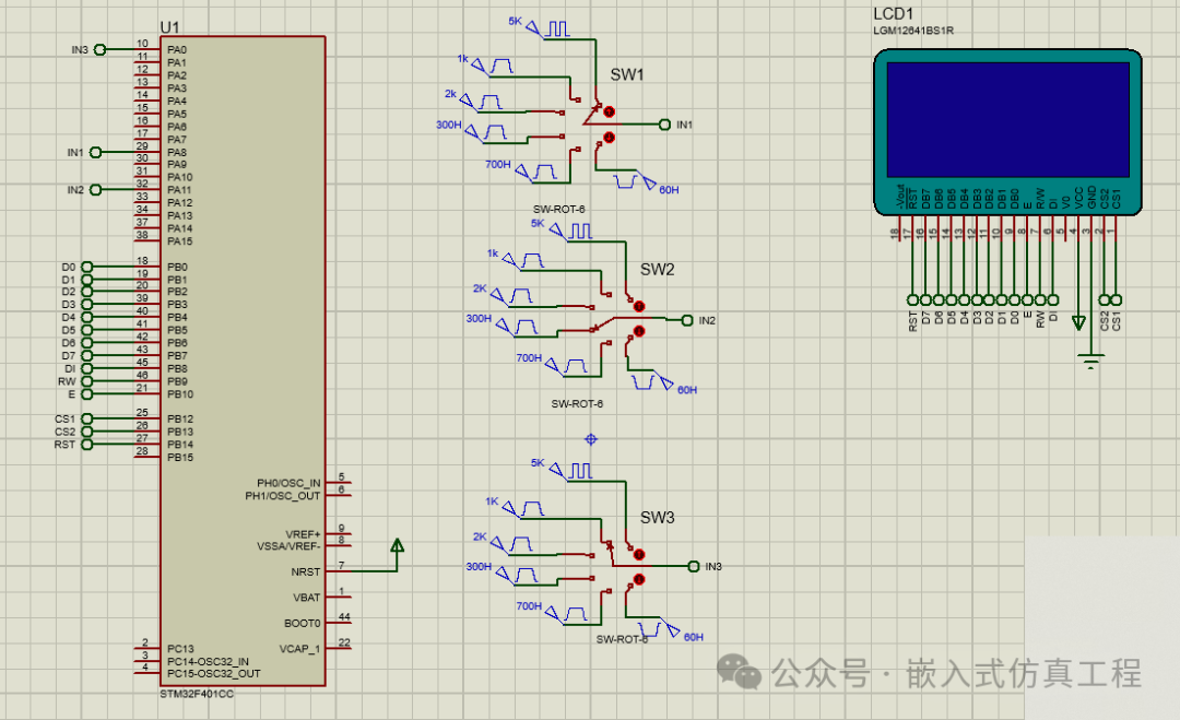 STM32-Proteus Multi-Channel Frequency Counter Simulation