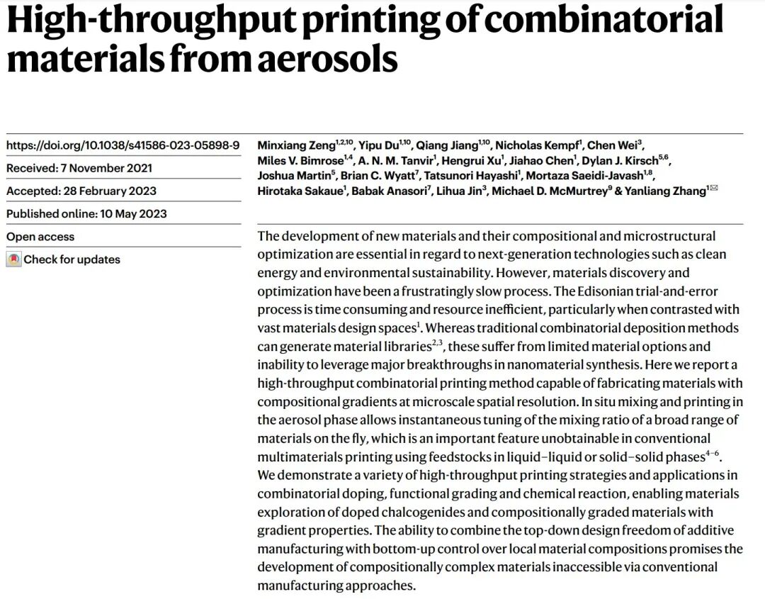 Breakthroughs in 3D Printing Research: Nine Articles in 2023 Issues of Science and Nature