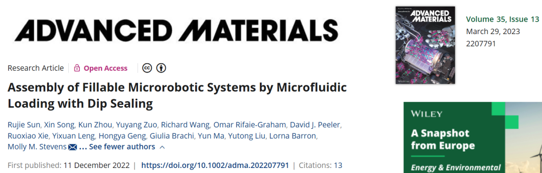 Application Research of Microfluidic Loading and Immersion Sealing Technology in Microrobots for Drug Delivery