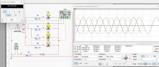 Simulating a Y-Y Connected Three-Phase Circuit with Multisim
