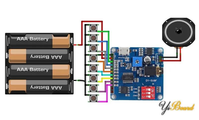 How to Connect the DY-SV8F MP3 Voice Playback Module with Arduino Development Board