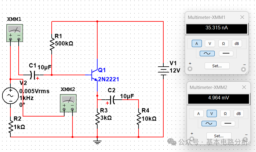 Simulating a BJT Common Collector Amplifier Circuit (Emitter Follower) with Multisim