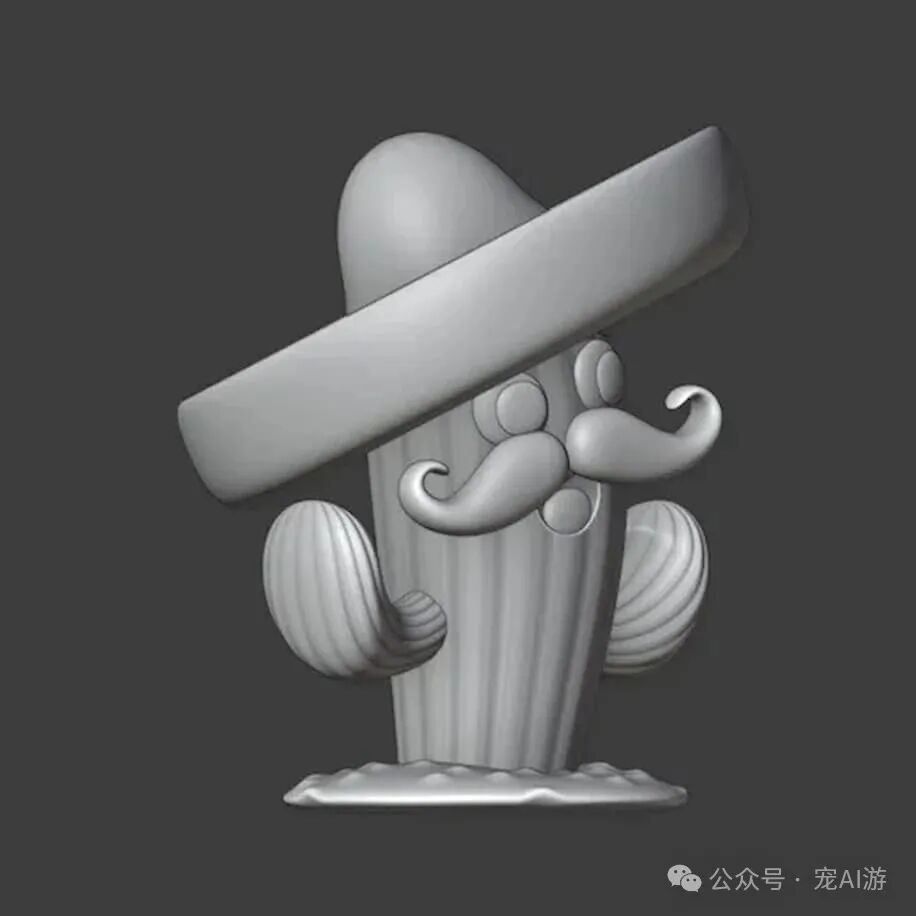 3D Printed Cactus Figurine - Character with a Sombrero and Mustache