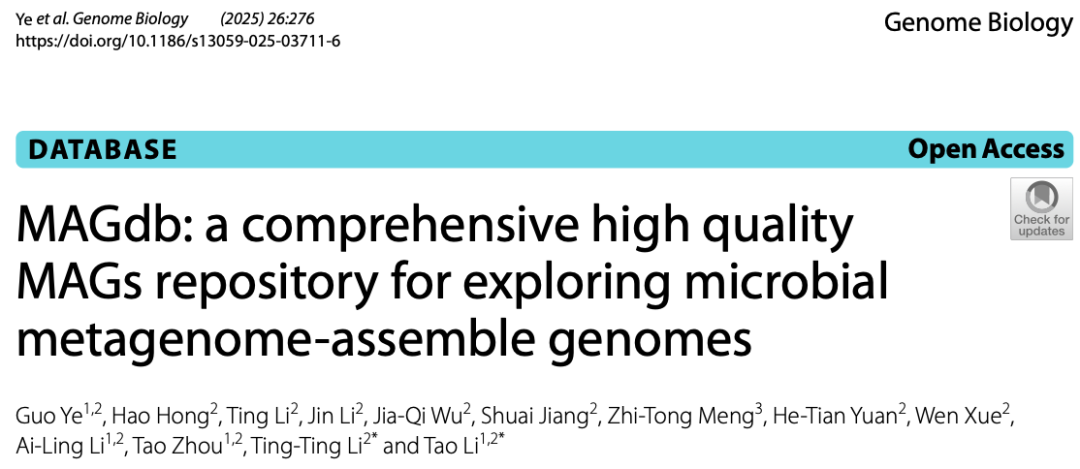 MAGdb: A Comprehensive High-Quality Repository for Exploring Microbial Metagenome-Assembled Genomes