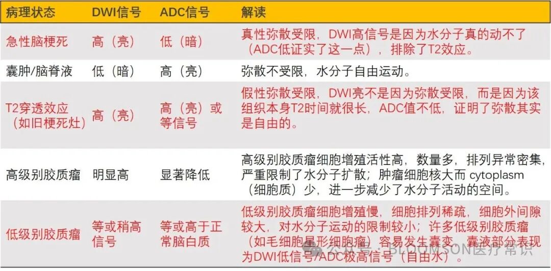 Overview of DWI and ADC Values in MRI