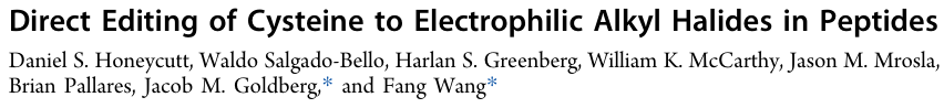 Opening New Pathways for Peptide Modification: Direct Editing of Cysteine Side Chains to Electrophilic Alkyl Halides