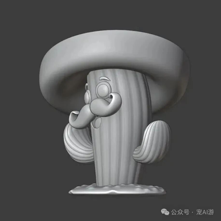 3D Printed Cactus Figurine - Character with a Sombrero and Mustache