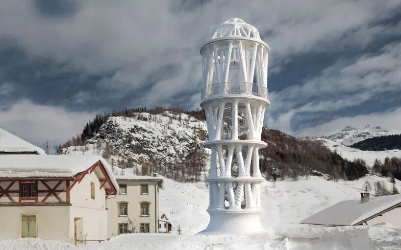 The World's Tallest 3D Printed White Tower Arrives in the Alps