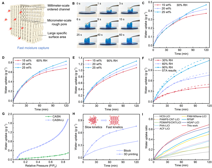 3D Printed Biomimetic Porous Hygroscopic Materials for Rapid Dehumidification and Regeneration