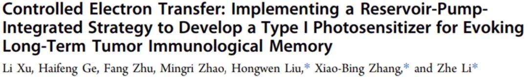 Controlled Electron Transfer: Development of Type I Photosensitizers through Energy Storage Pump Integration Strategy to Induce Long-term Tumor Immune Memory