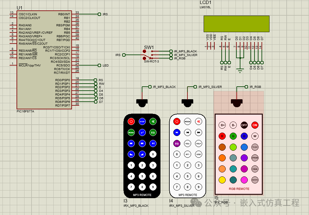 NEC Infrared Protocol Decoding and LCD Display Based on PIC16F877A in Proteus Simulation