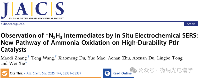 Observation of *N2H3 Intermediates by In Situ Electrochemical SERS: New Pathway of Ammonia Oxidation on High-Durability PtIr Catalysts