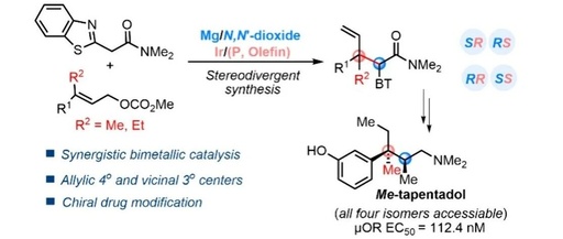 Stereodivergent Synthesis of Allylic All-Carbon Quaternary Centers by Bimetallic Iridium/Magnesium-Catalyzed Allylic Alkylation
