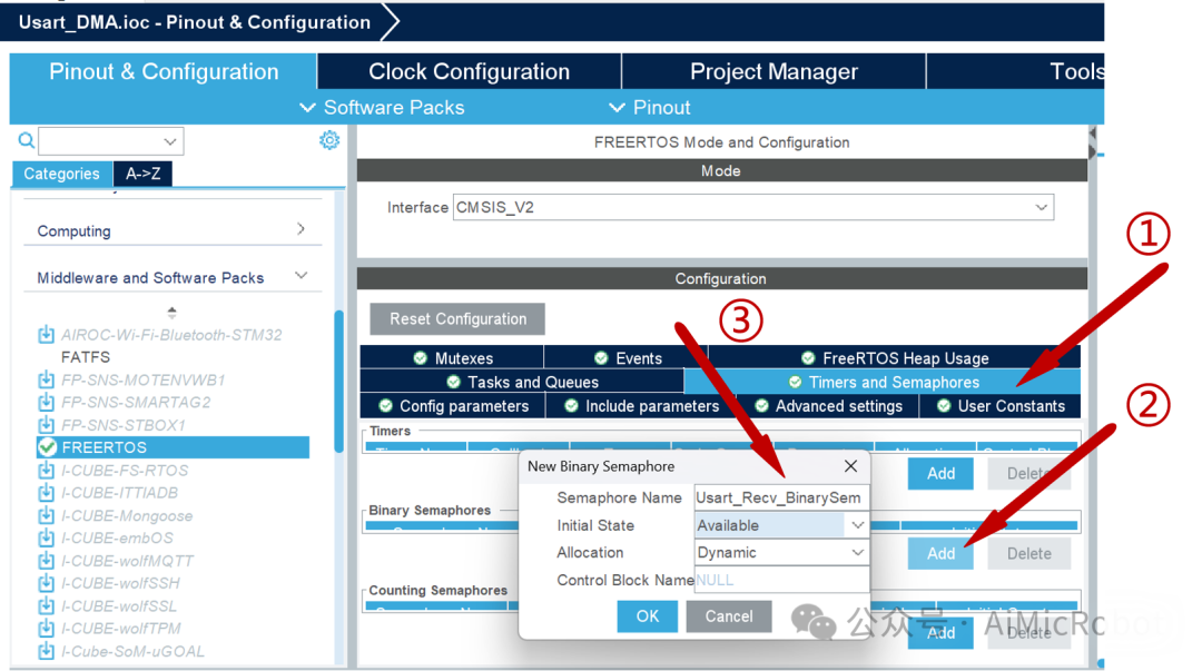Using Semaphores in FreeRTOS for STM32F103 Serial Data Transmission