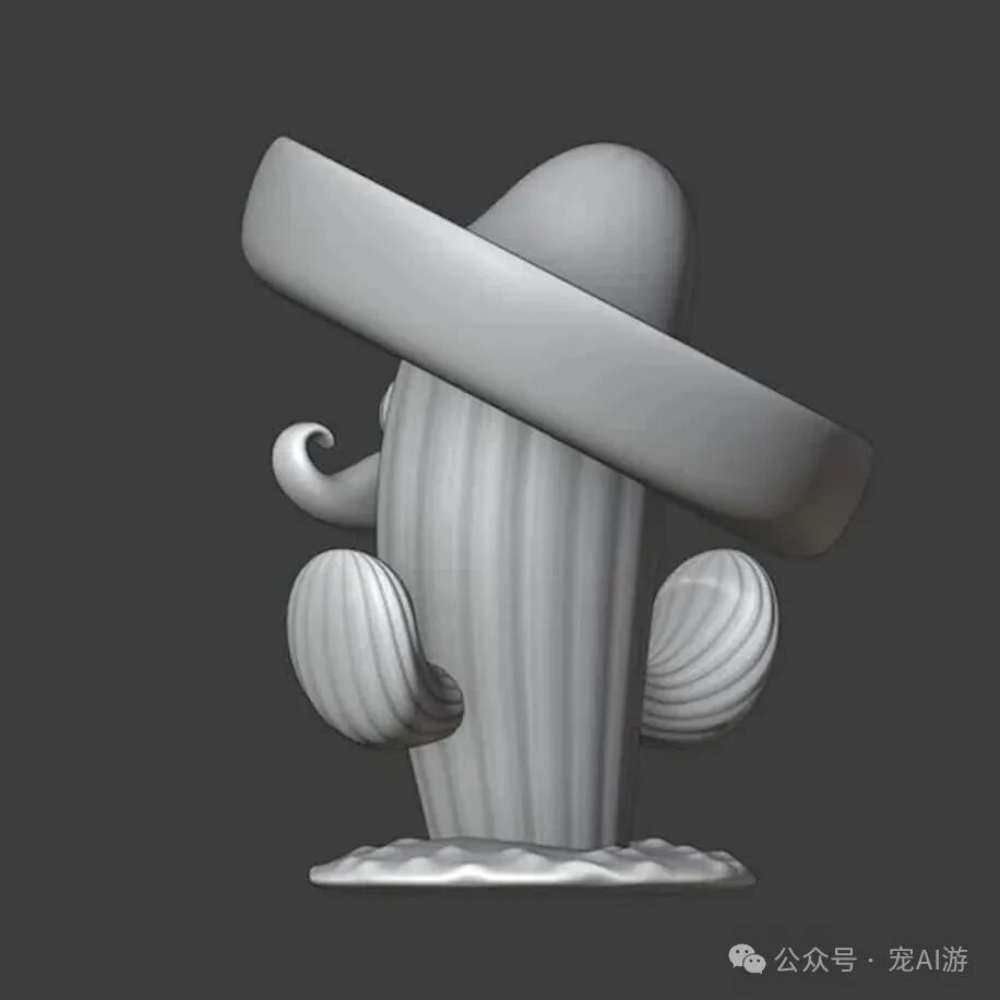 3D Printed Cactus Figurine - Character with a Sombrero and Mustache