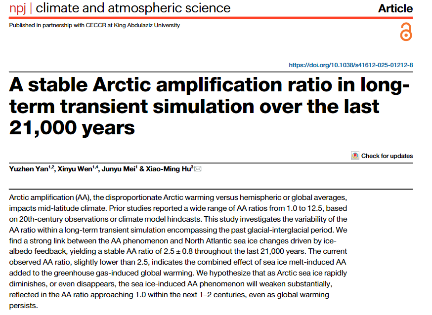A Stable Arctic Amplification Ratio in Long-Term Transient Simulation Over the Last 21,000 Years