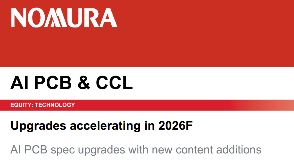 Nomura: AI PCB & Copper Clad Laminate - Accelerated Upgrades by 2026