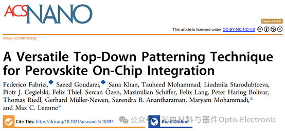Breaking Through the Integration Challenges of Perovskite Chips! A New Top-Down Patterning Technique Achieves High-Precision Processing of Multi-Dimensional Materials