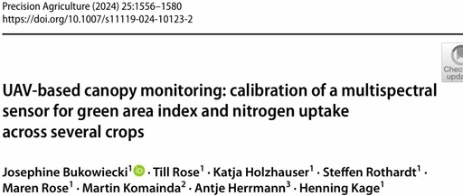Drone-Based Canopy Monitoring: Cross-Crop Calibration of Multispectral Sensors for Green Leaf Area Index and Nitrogen Uptake Estimation