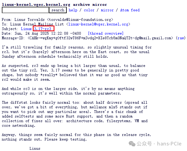 Linux 6.17-rc3 Release