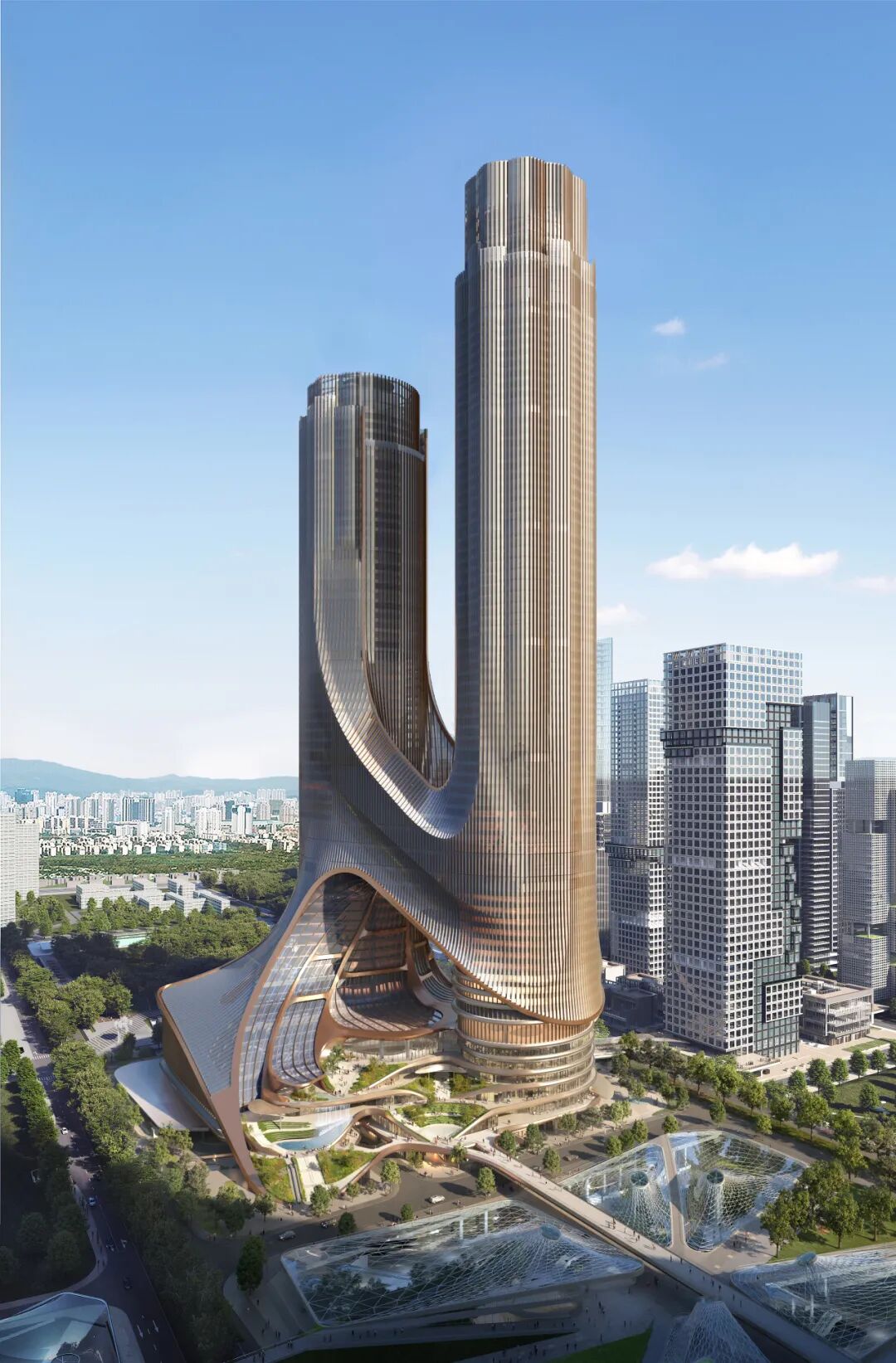 New Milestone Achieved! The Super-Complex Wrinkled Curtain Wall of Shenzhen Bay Super Headquarters Tower Successfully Installed